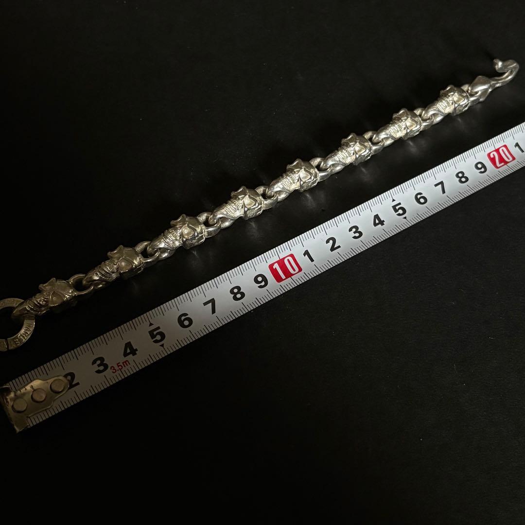 重厚 vintage スカルチェーンブレスレット シルバー925