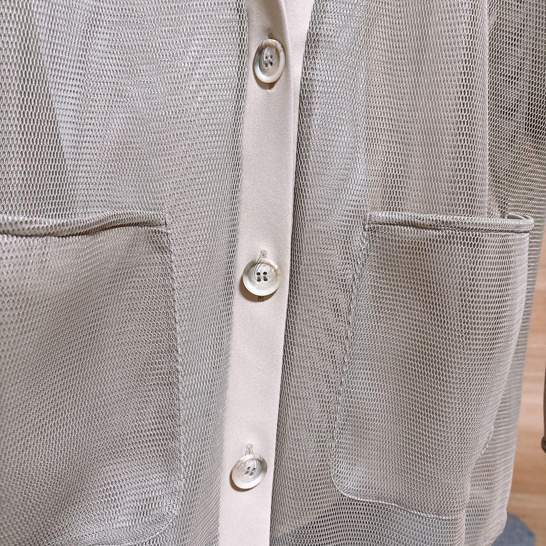 pois ポワ ダブルメッシュカーディガン