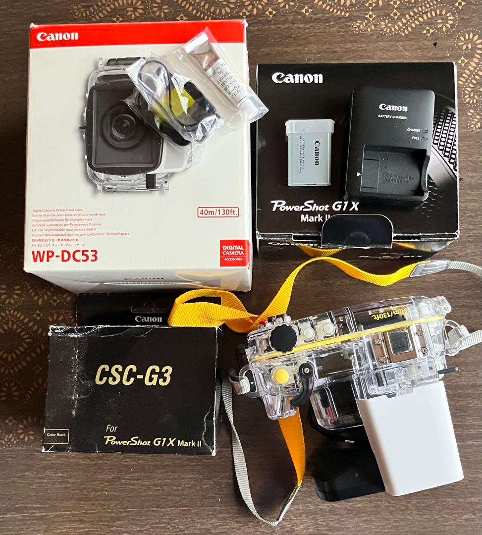 ①使用日数2日の新同品！Canon G1XmarkⅡ＋防水ケース等付属品多数！