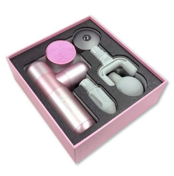 最新 KiCA MINI マッサージガン 5種類のヘッド (ピンク)