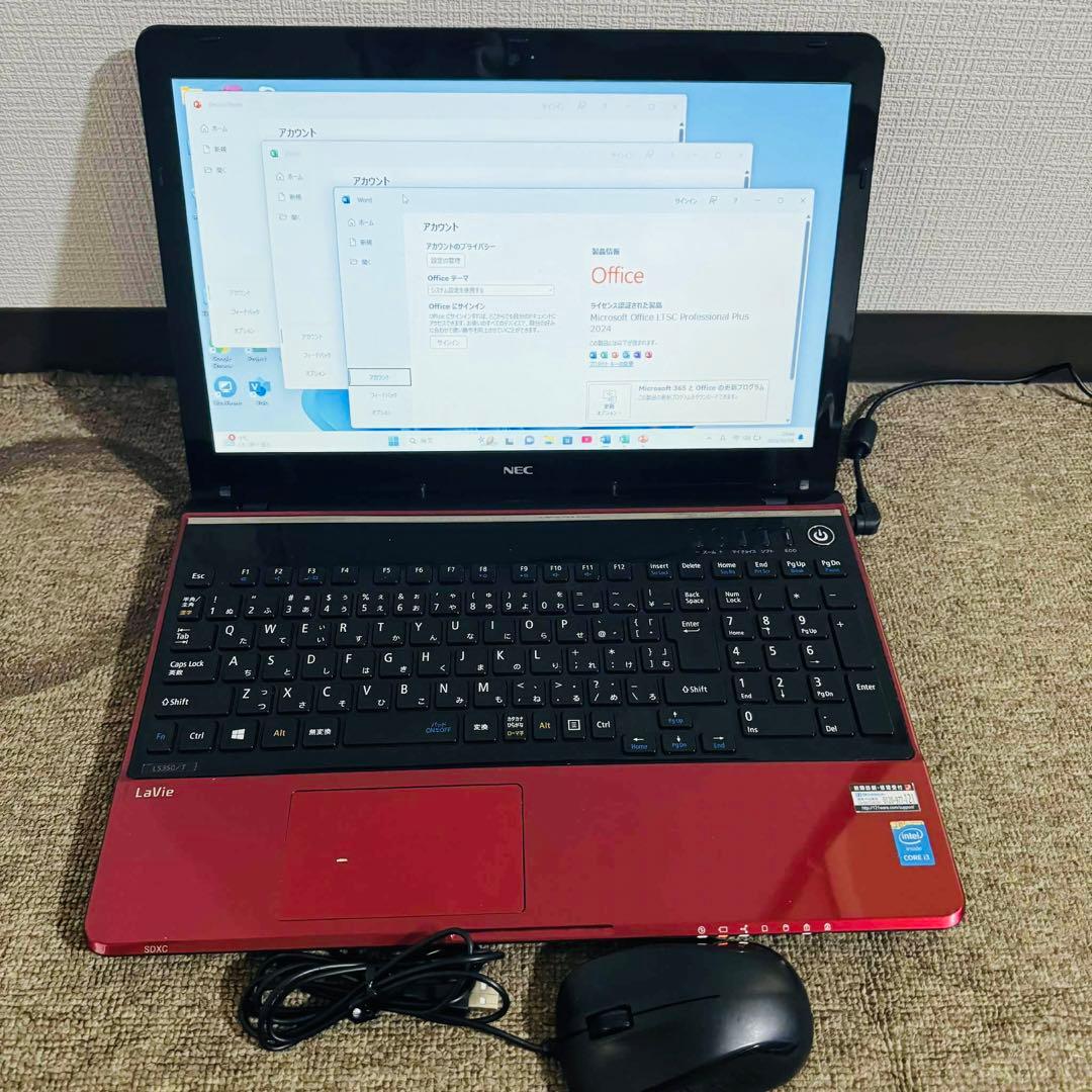 S224 NECノートパソコンWEBカメラSSD高速Windows11オフィス付