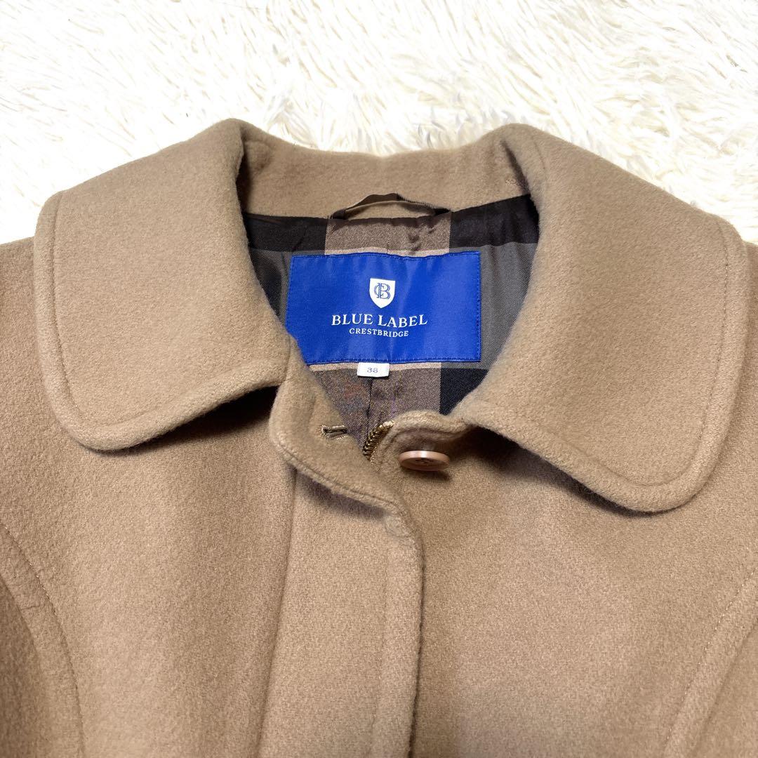 【美品】BURBERRY ベルト付き Aラインウールコート キャメル38