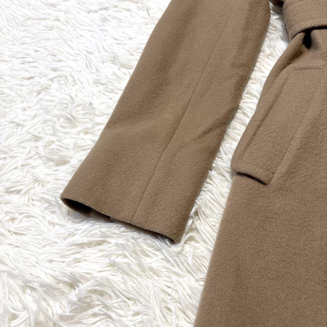 【美品】BURBERRY ベルト付き Aラインウールコート キャメル38