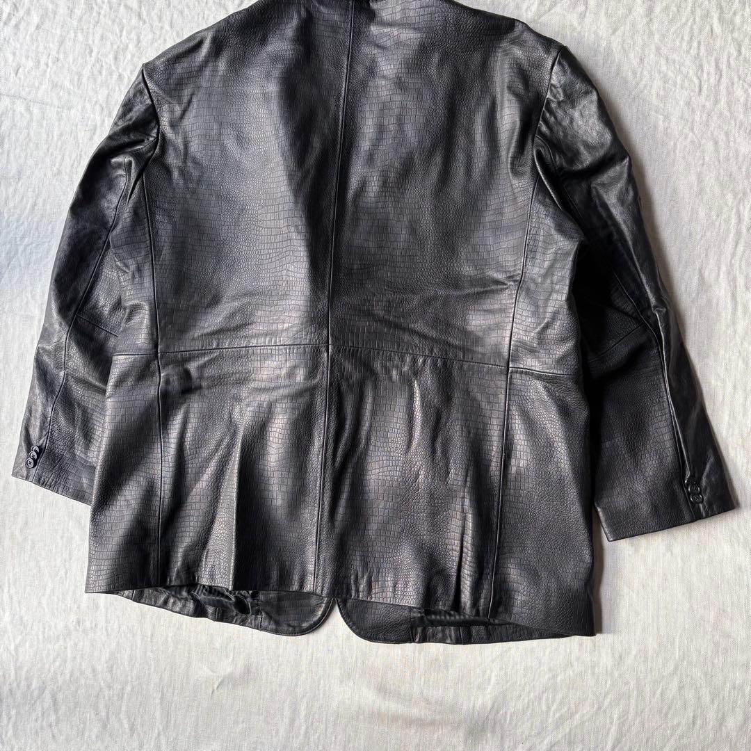 MANCHES レザー 羊革 クロコ型押し オーストリッチ テーラードジャケット