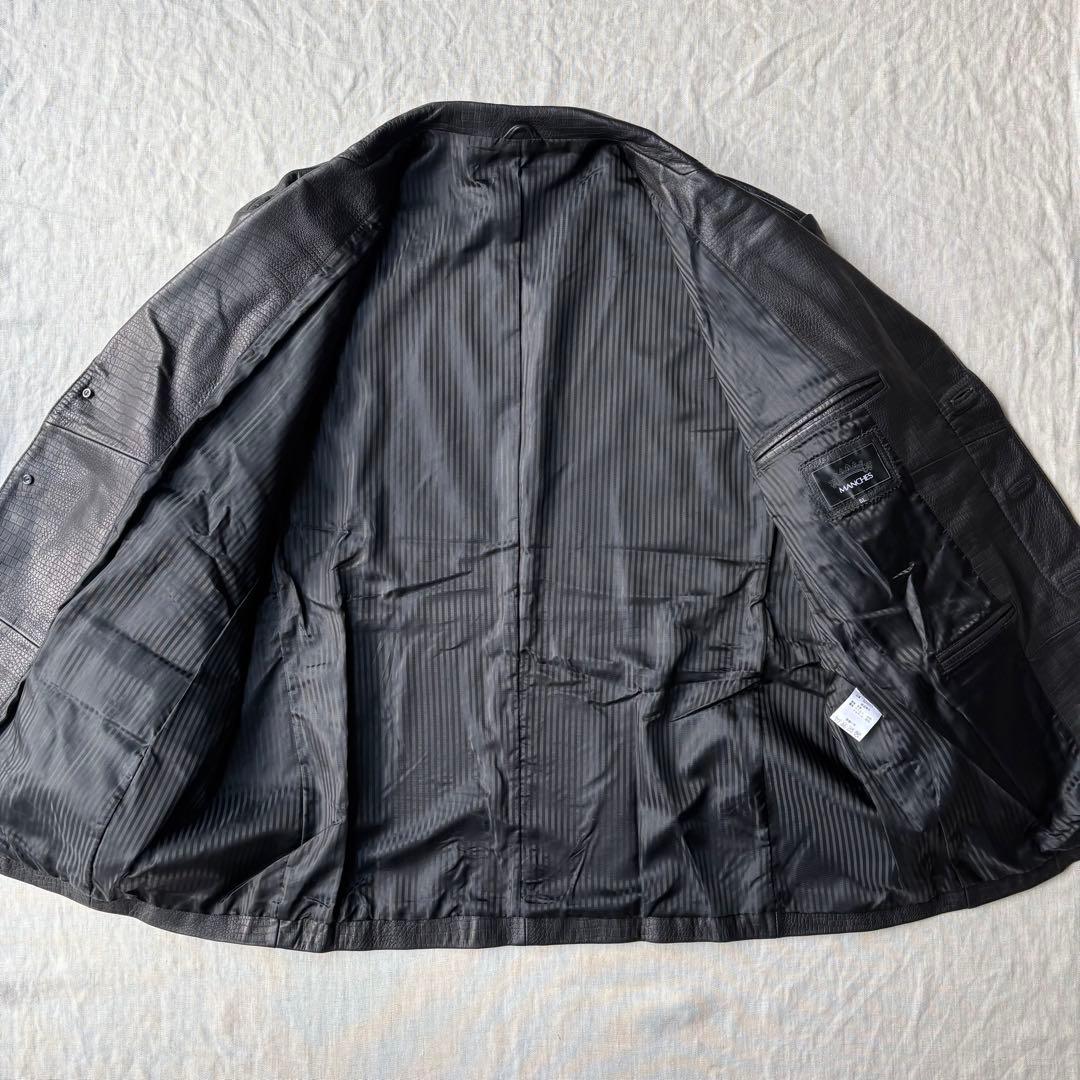 MANCHES レザー 羊革 クロコ型押し オーストリッチ テーラードジャケット