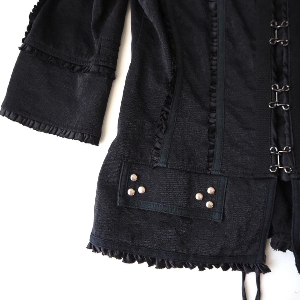 Ozz oneste オッズオン フリル シャツジャケット 黒