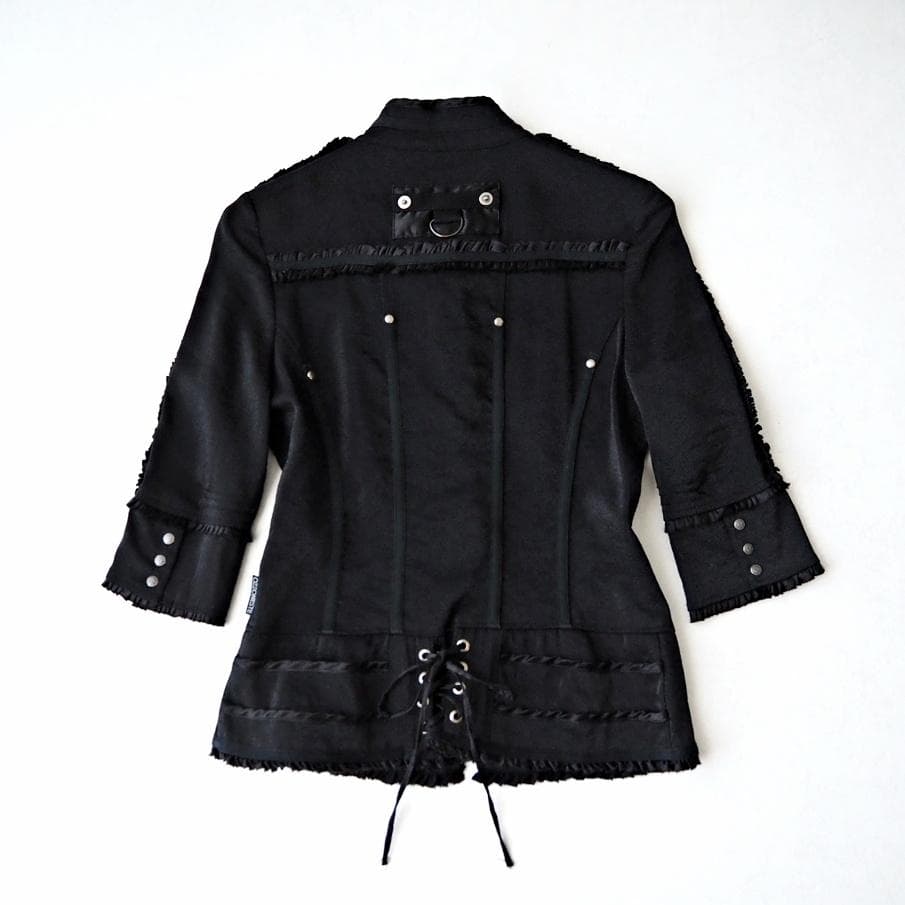 Ozz oneste オッズオン フリル シャツジャケット 黒