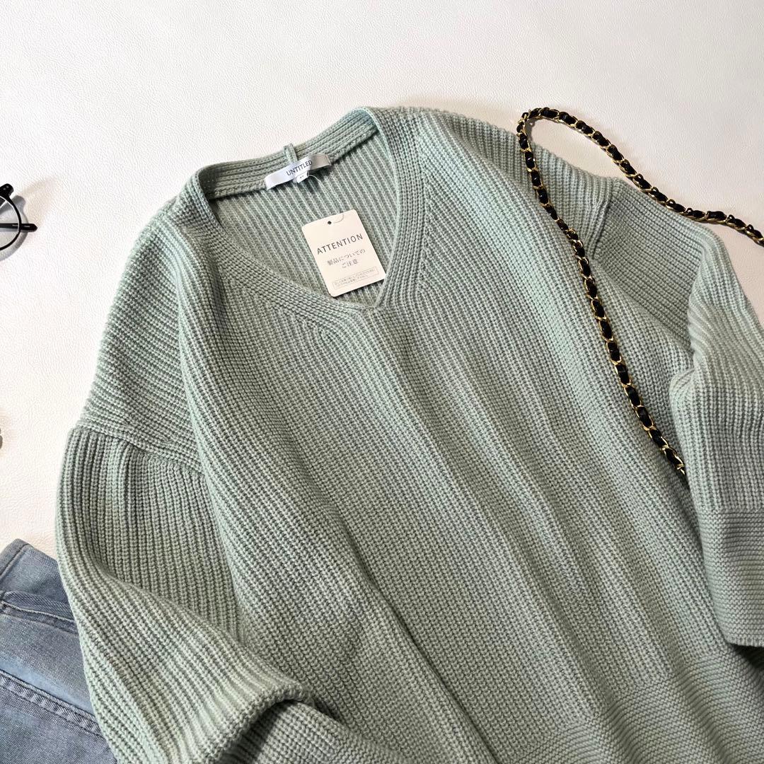 b1735 新品 アンタイトル 大きいサイズ44 Vネック ニットプルオーバー