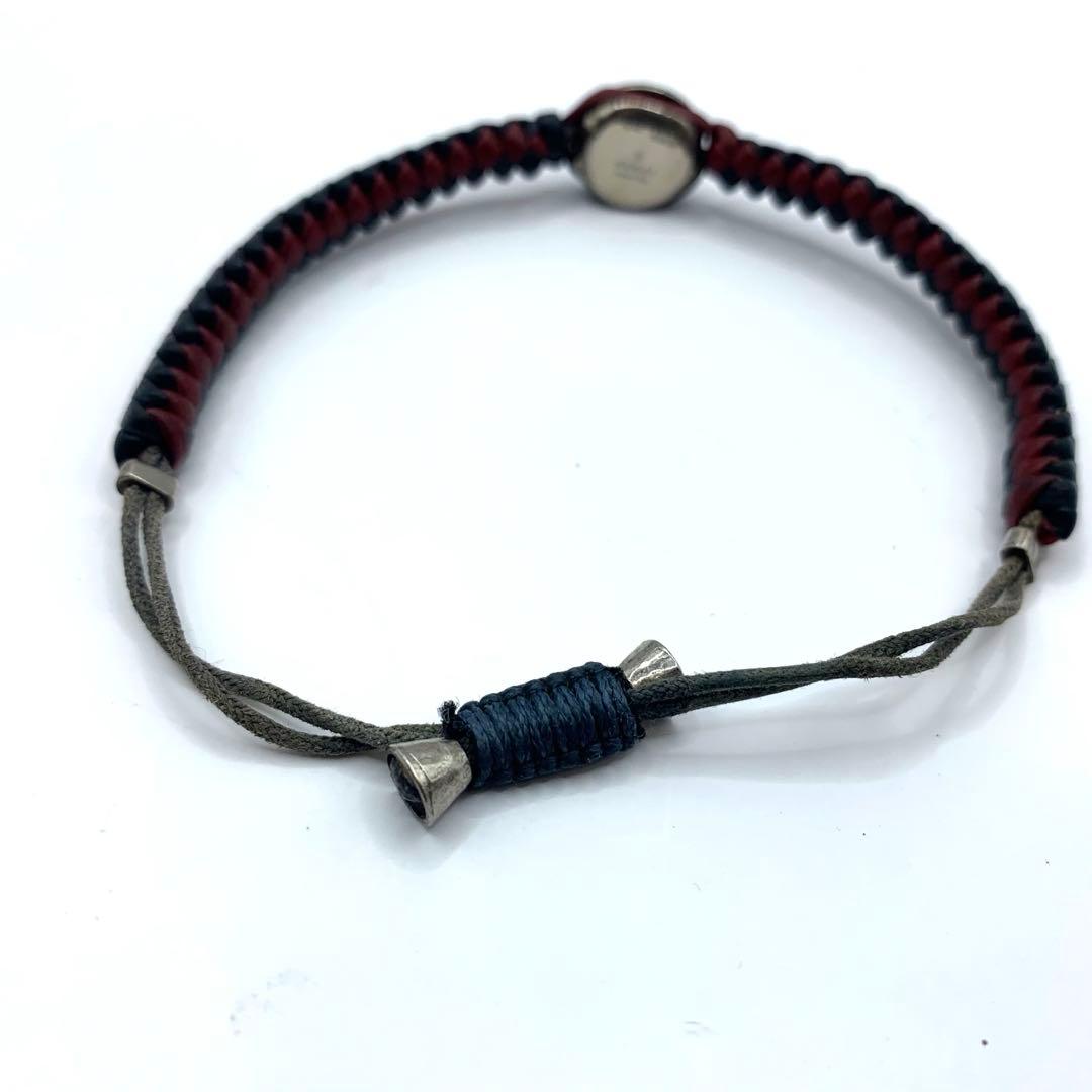 GUCCI グッチ 編み込み レザーブレスレット メンズ 正規品 ブラック 赤