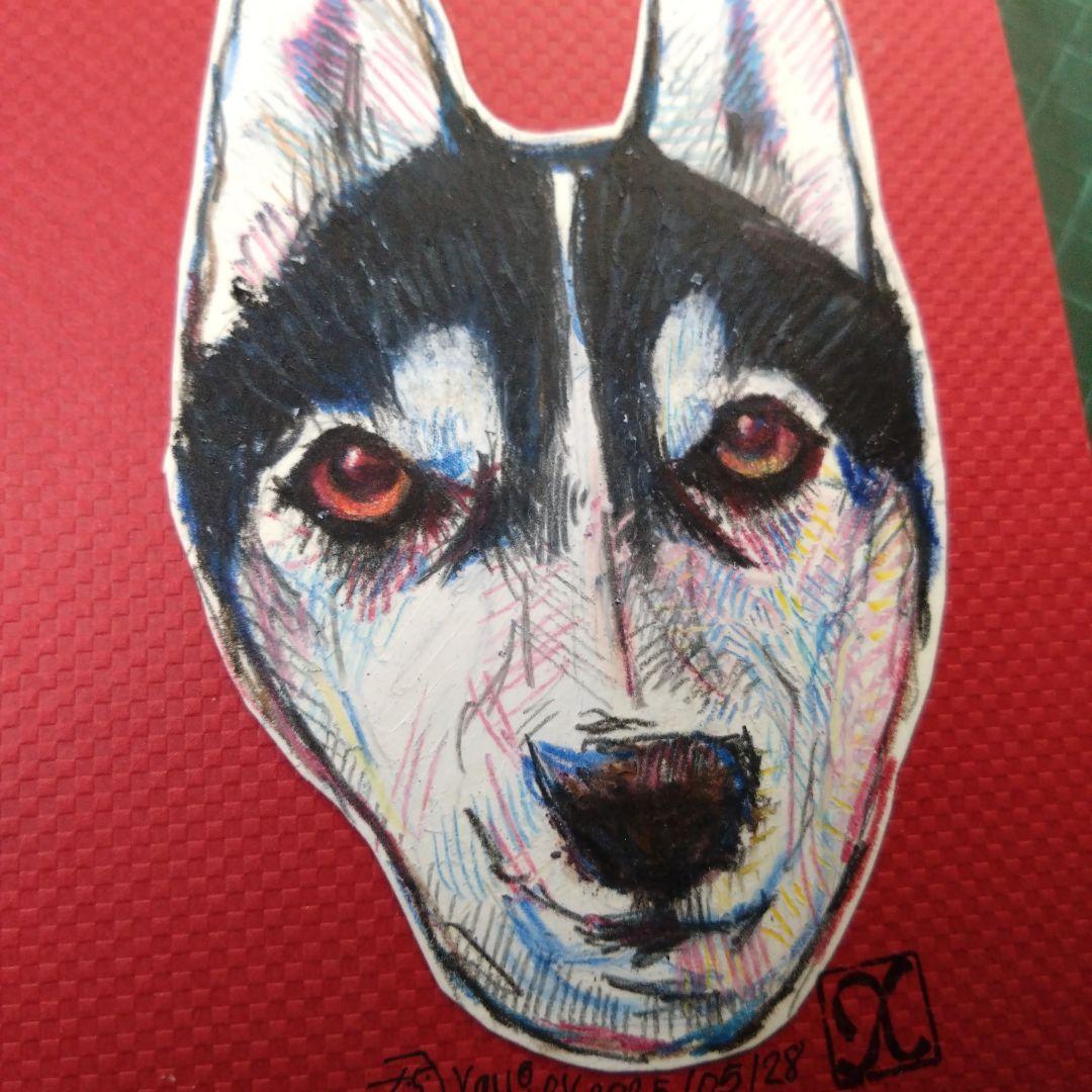 【ザビちゃん】【原画肉筆】ワンちゃん・ハスキー