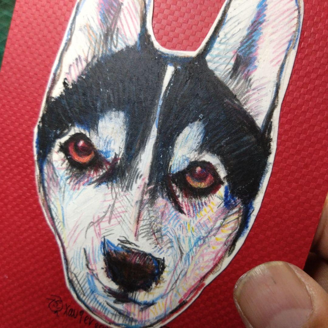 【ザビちゃん】【原画肉筆】ワンちゃん・ハスキー