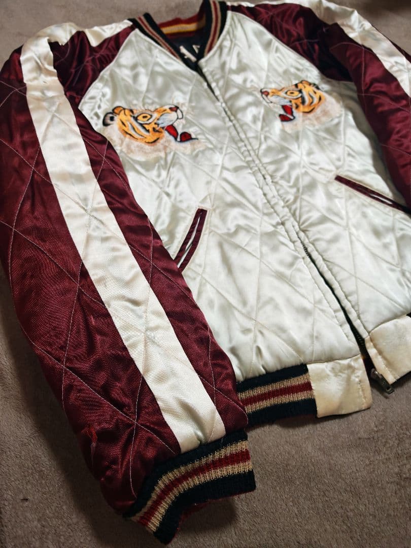 テーラー東洋 ２面用 虎龍 地図 日本限定 スカジャン vintage サテン