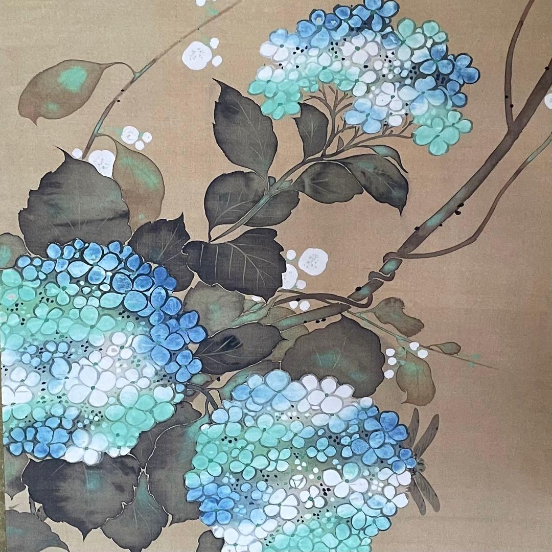 掛軸　酒井抱一「紫陽花に蜻蛉」六月　十二ヶ月花鳥図　印刷　箱付　25.4.6−2