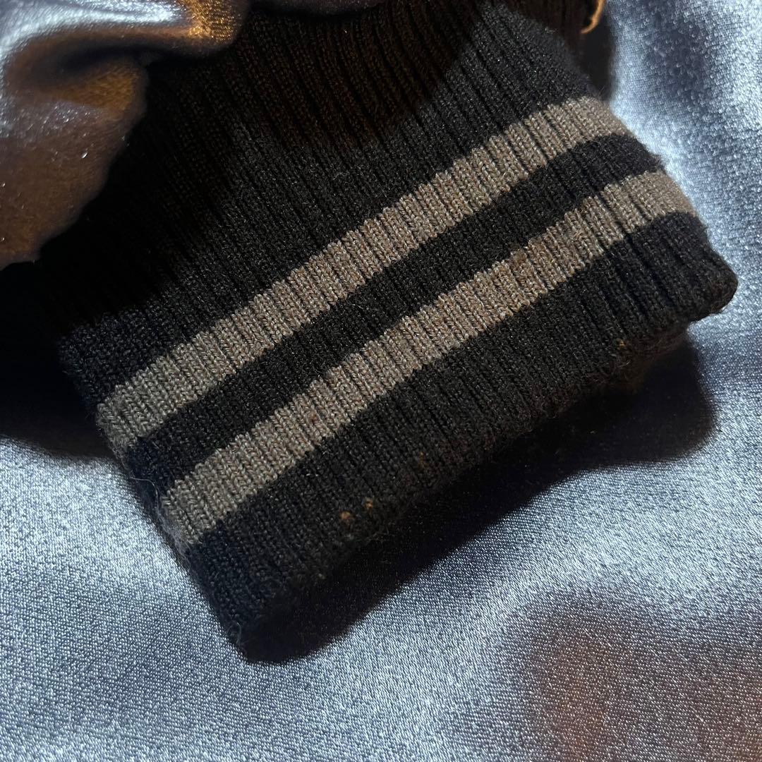 wonderfulworld テディベア刺繍 ネイビーサテンスカジャン