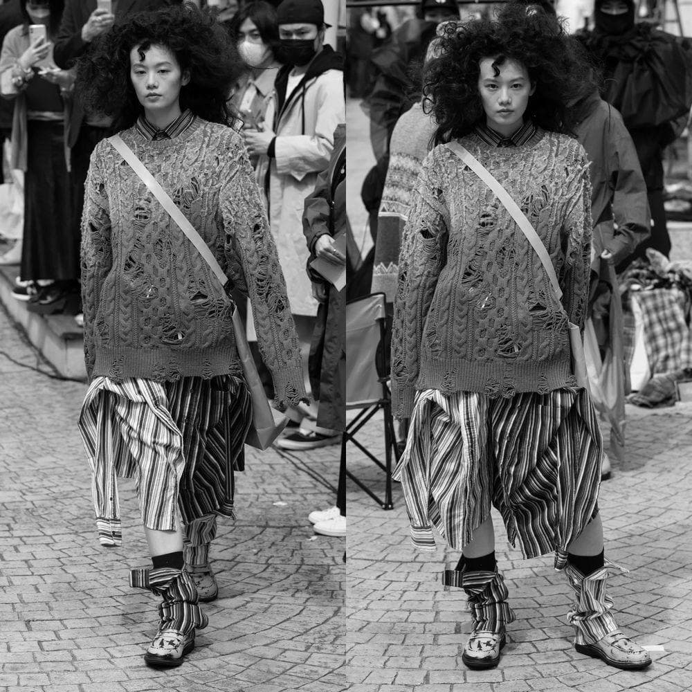 極美品 22AW リコール ケーブル編み ダメージ加工 フィッシャーマン ニット