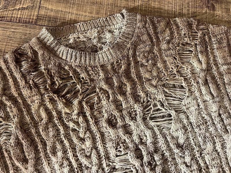 極美品 22AW リコール ケーブル編み ダメージ加工 フィッシャーマン ニット