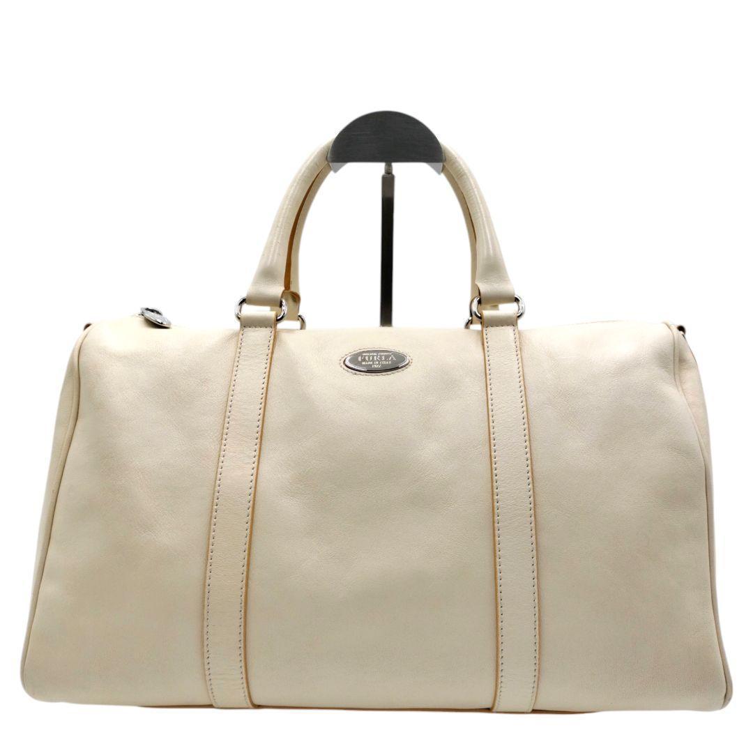 美品　希少　フルラ　2way　ボストンバッグ　オールレザー　斜め掛け　アイボリー