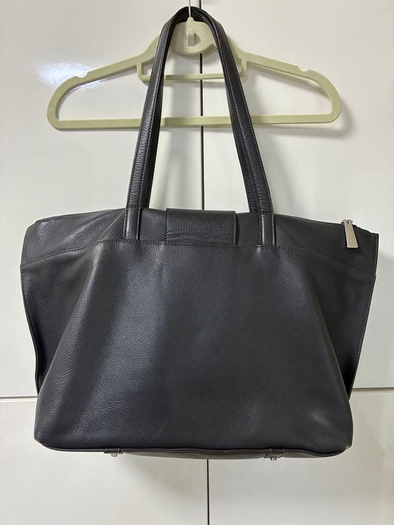 【美品】アニアリ aniaryレザートートバッグ チャコールグレー