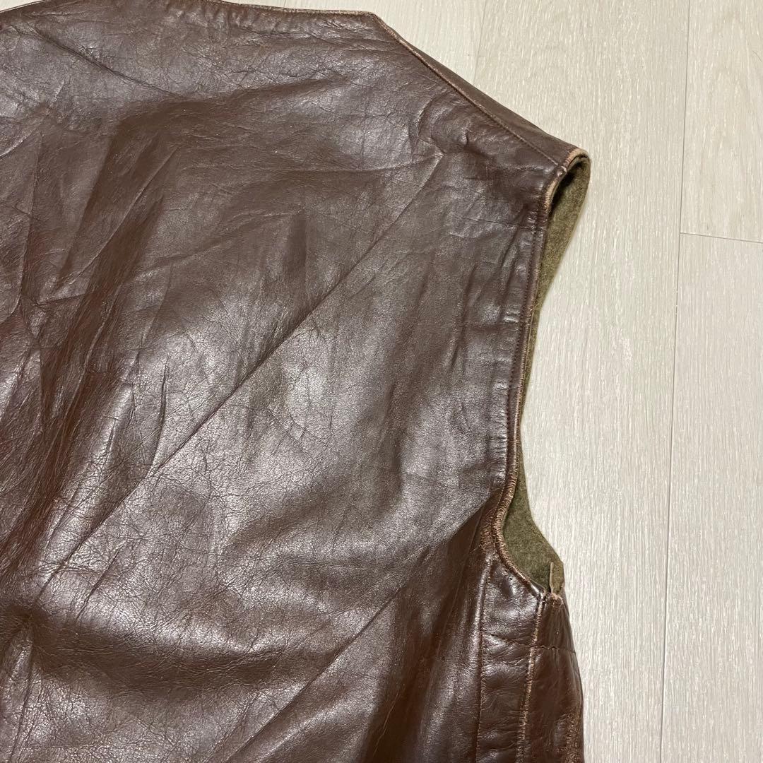 ベルギー軍 レザー ジャーキンベスト ブラウン
