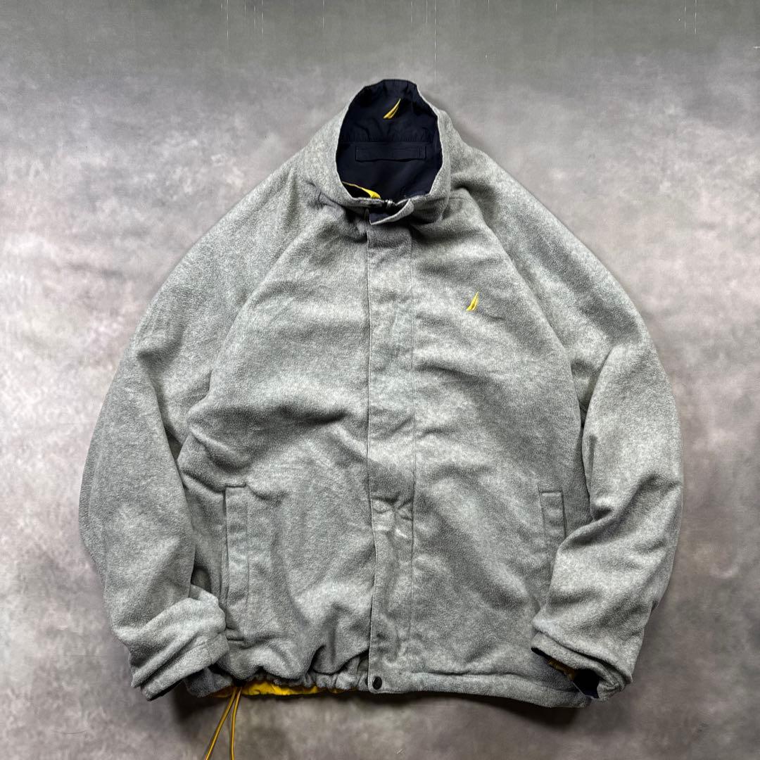 90s古着NAUTICAリバーシブルウォームアップ短丈ドローコード裾T70