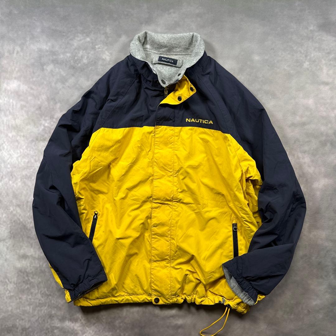 90s古着NAUTICAリバーシブルウォームアップ短丈ドローコード裾T70