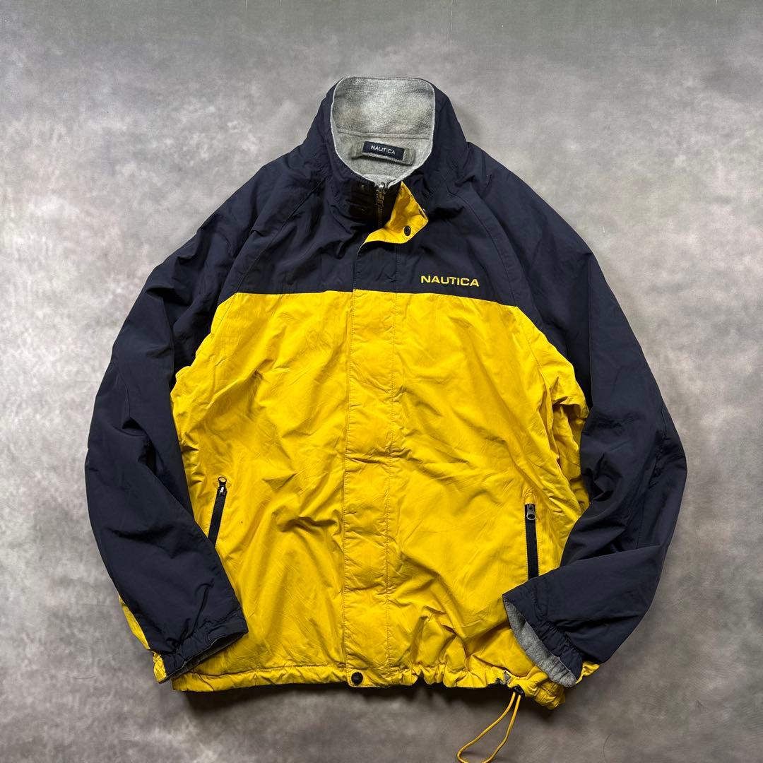 90s古着NAUTICAリバーシブルウォームアップ短丈ドローコード裾T70