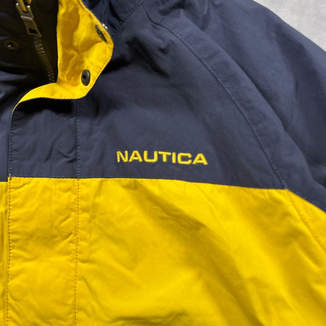 90s古着NAUTICAリバーシブルウォームアップ短丈ドローコード裾T70