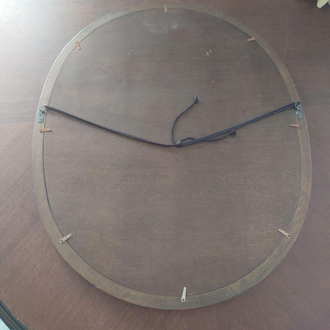 フランス雑貨　鏡　花　刺繍　レース　大型ミラー　木製フレーム　オーバル型