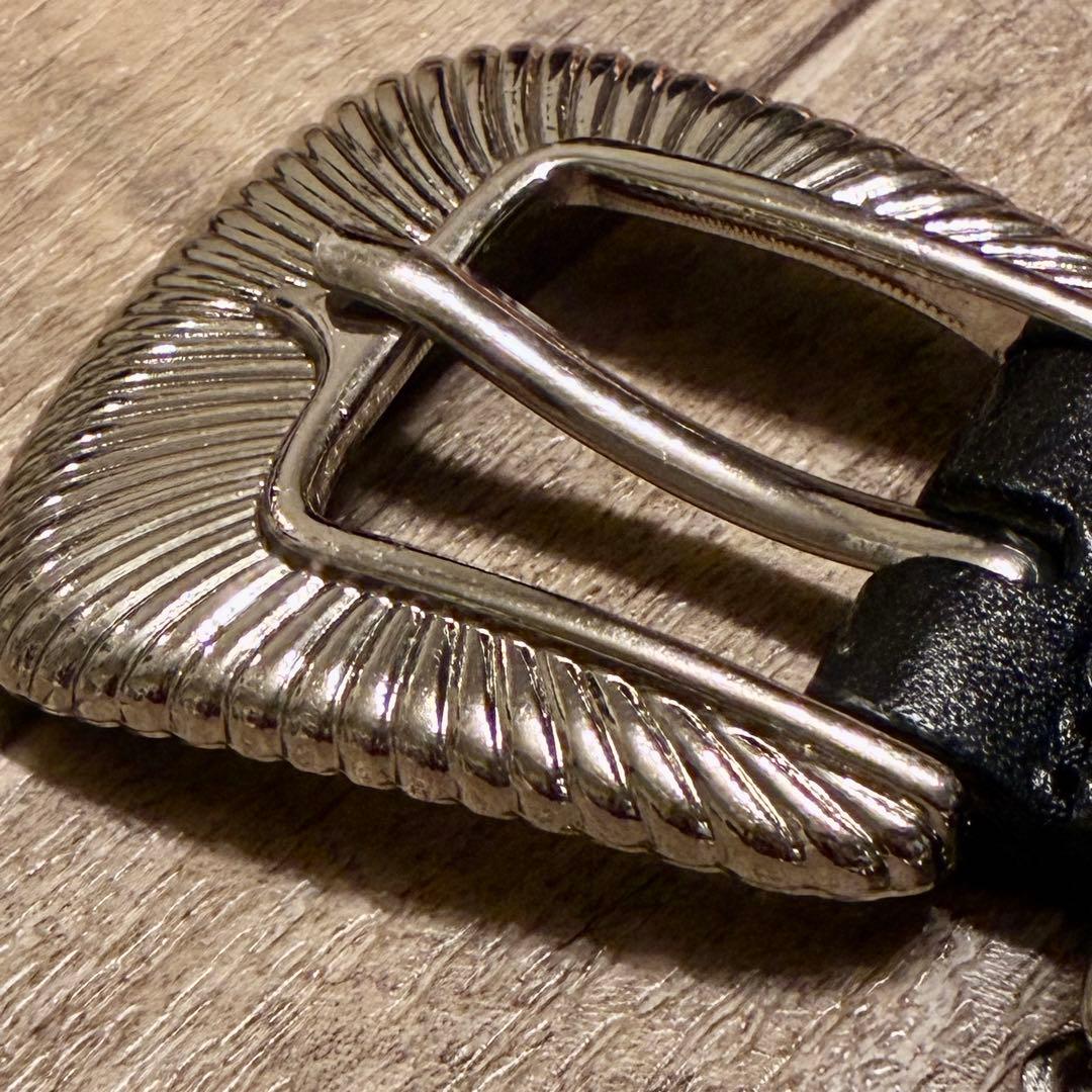 【美品】JieDa チェーンベルト ウエスタン 編みレザー 黒