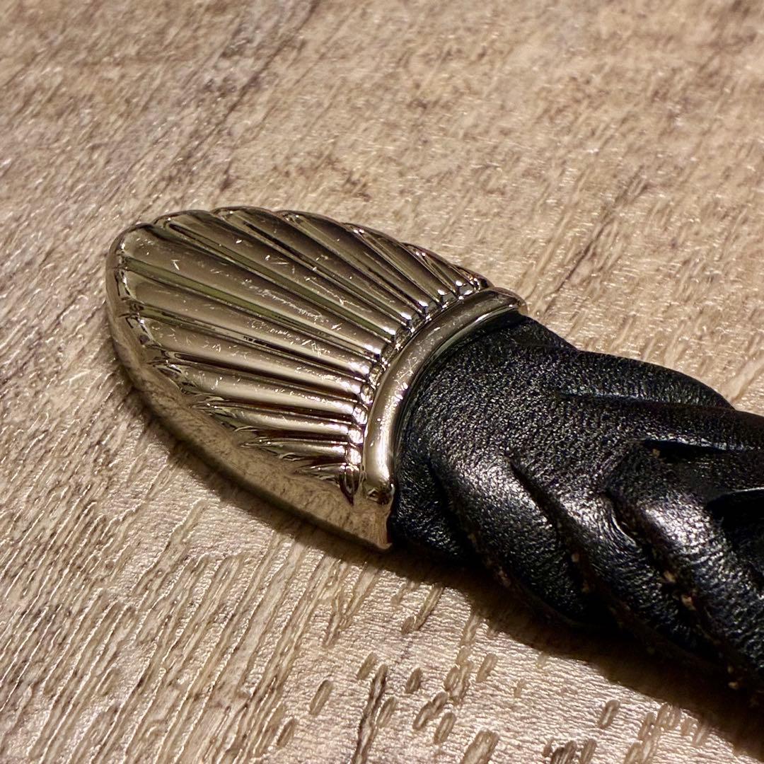 【美品】JieDa チェーンベルト ウエスタン 編みレザー 黒