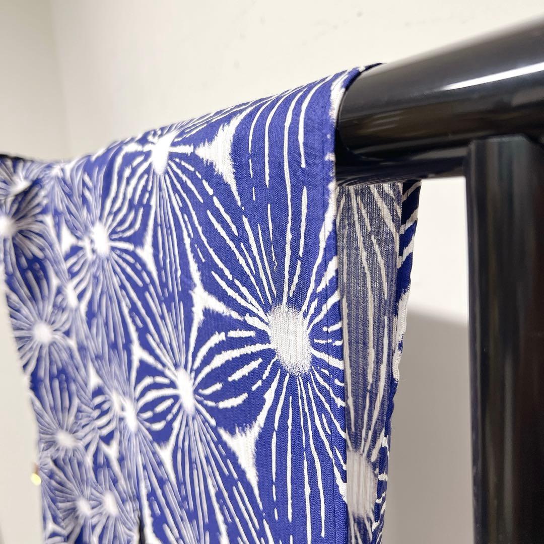 浴衣　綿麻　麻の葉模様　着物　008k