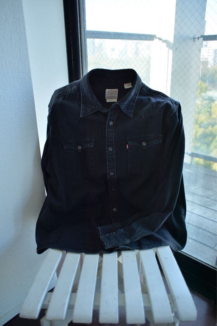 k2106Levi's バーストゥ ウエスタンシャツ ブラックデニム XL