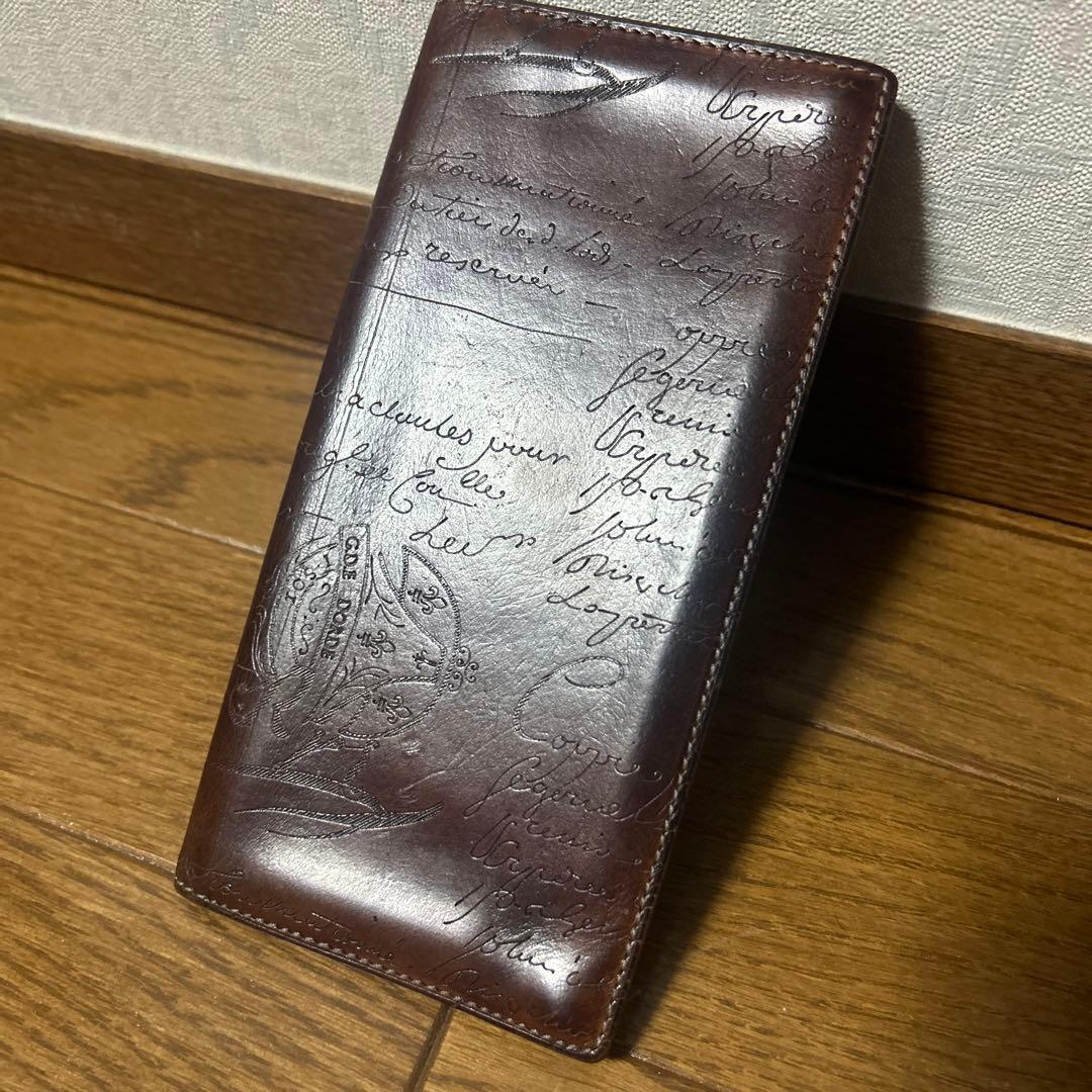 Berluti 長財布 ブラウン レザー セコイヤ オルガ期 スクリットレザー