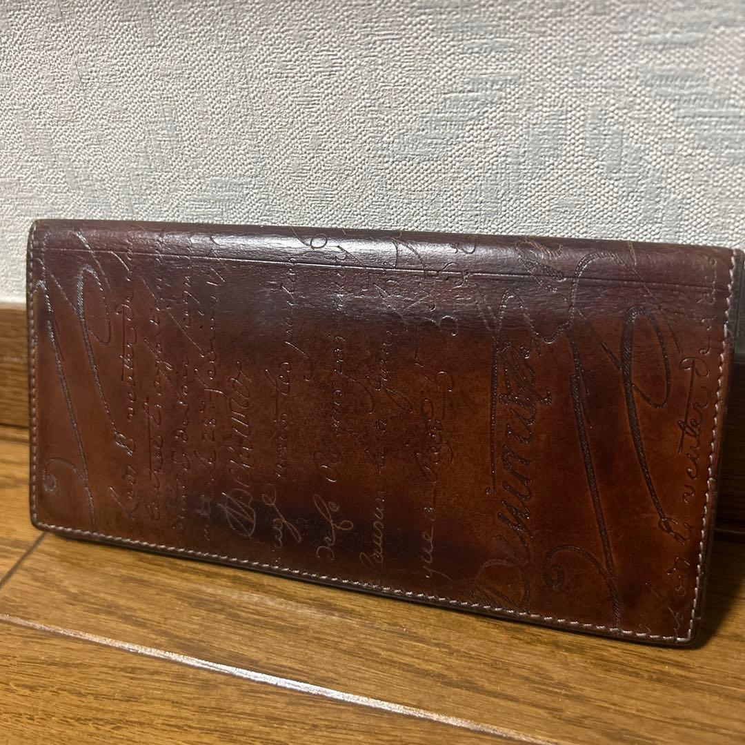 Berluti 長財布 ブラウン レザー セコイヤ オルガ期 スクリットレザー