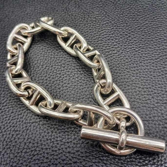 【高級】 シンプル シルバーアクセサリー ブレスレット 925 刻印 マンテル