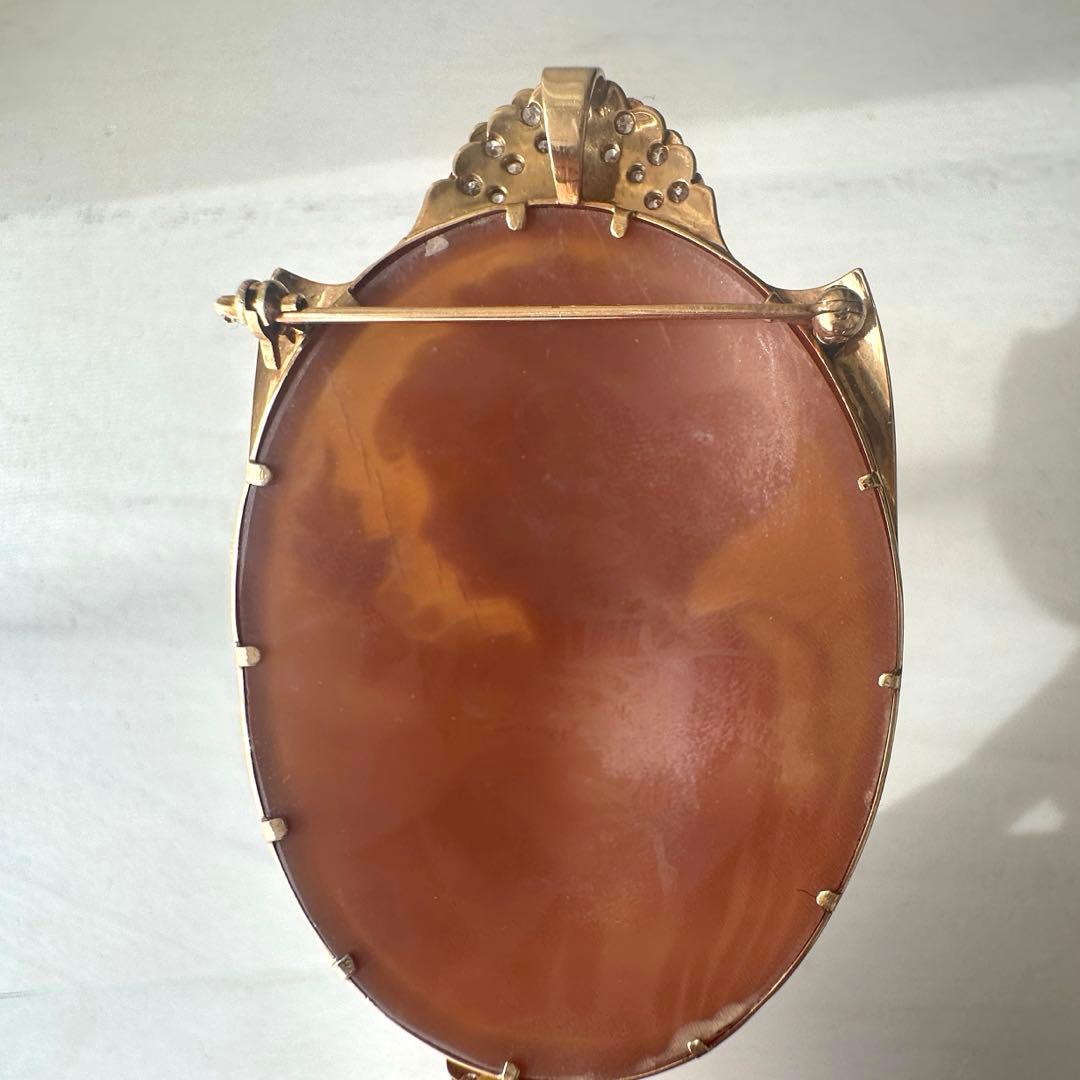 カメオブローチ　18K ダイヤ　刻印あり