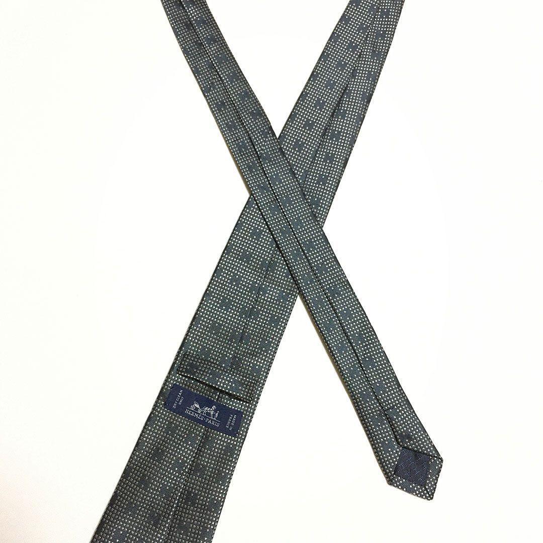 未使用級 エルメス HERMES ネクタイ H織りタイ ファソネH柄 スクエア