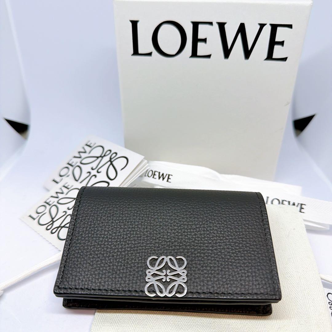 【極美品】LOEWE ロエベ アナグラム ビジネスカードホルダー シルバー