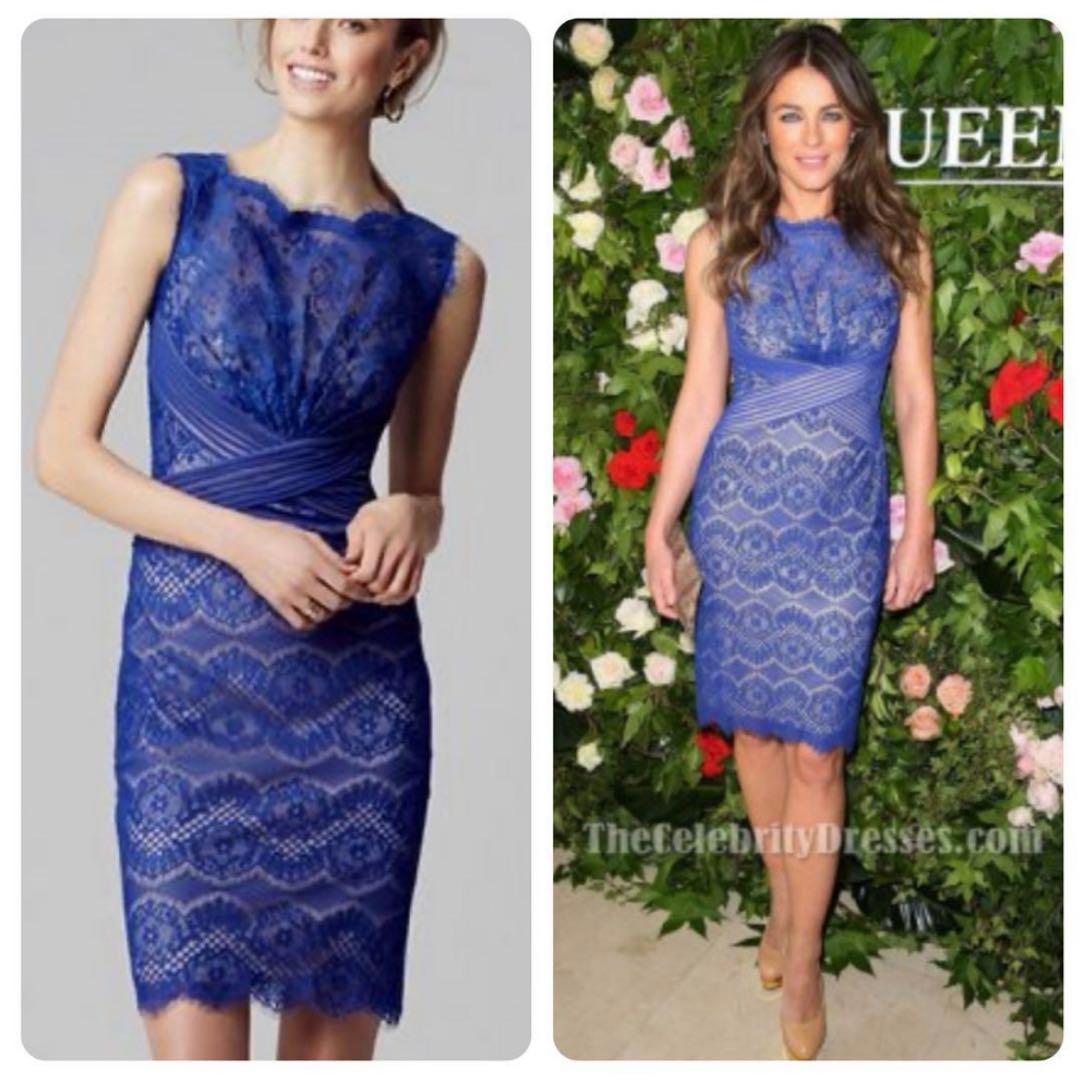 タダシショージのブルーレースタイトドレス, US 4