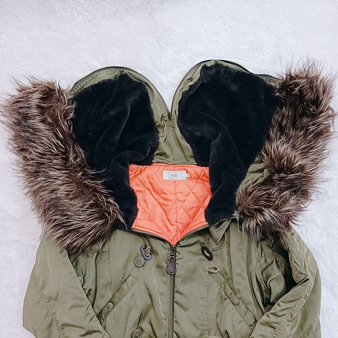 AZUL by moussy N-2B フライトジャケット 短丈 ファー フード