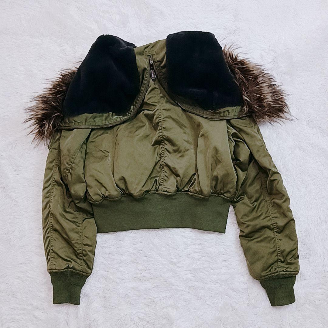 AZUL by moussy N-2B フライトジャケット 短丈 ファー フード