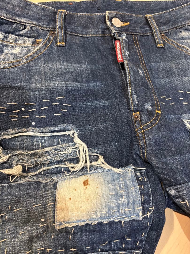 DSQUARED2 パッチワークデザイン ダークブルーデニム