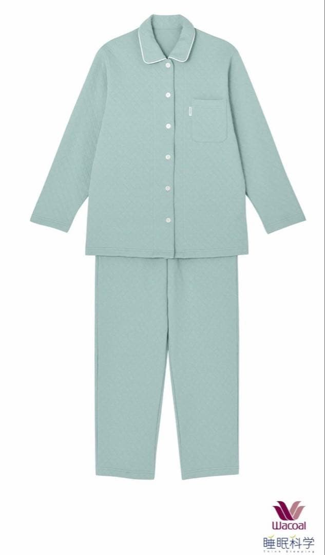 新品　ワコール　キルティングパジャマ　睡眠科学　ふわごころ　L ミントグリーン