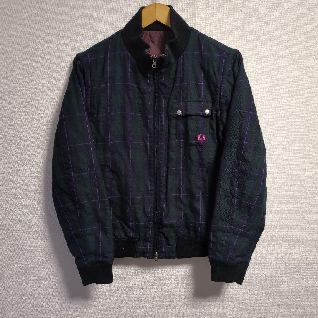 フレッドペリー 中綿ブルゾン リバーシブル 月桂樹 ロゴ チェック柄 L