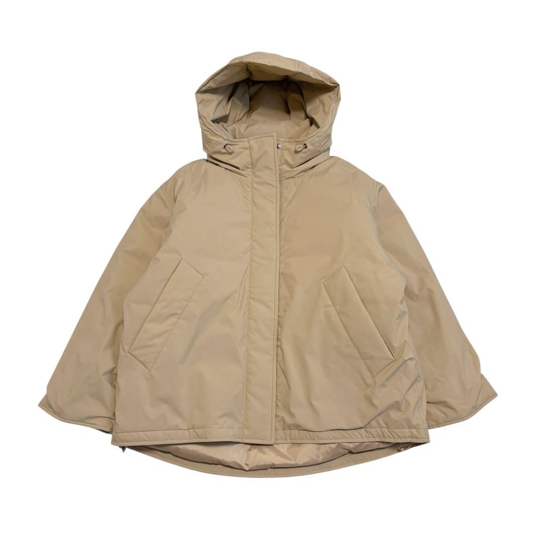 美品　スピックアンドスパン　24AW　撥水フーデッドダウンハーフコート　36