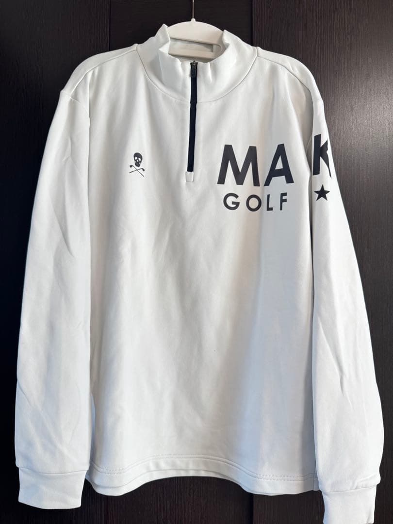 MARK&LONA ハーフジップ 裏起毛　ゴルフ ホワイト　サイズ48