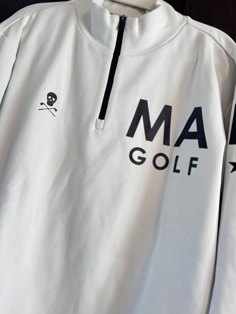 MARK&LONA ハーフジップ 裏起毛　ゴルフ ホワイト　サイズ48