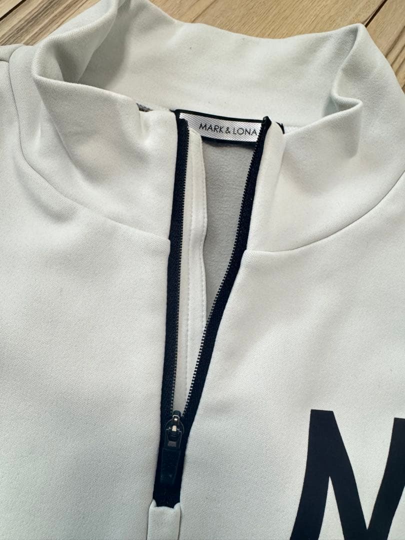 MARK&LONA ハーフジップ 裏起毛　ゴルフ ホワイト　サイズ48
