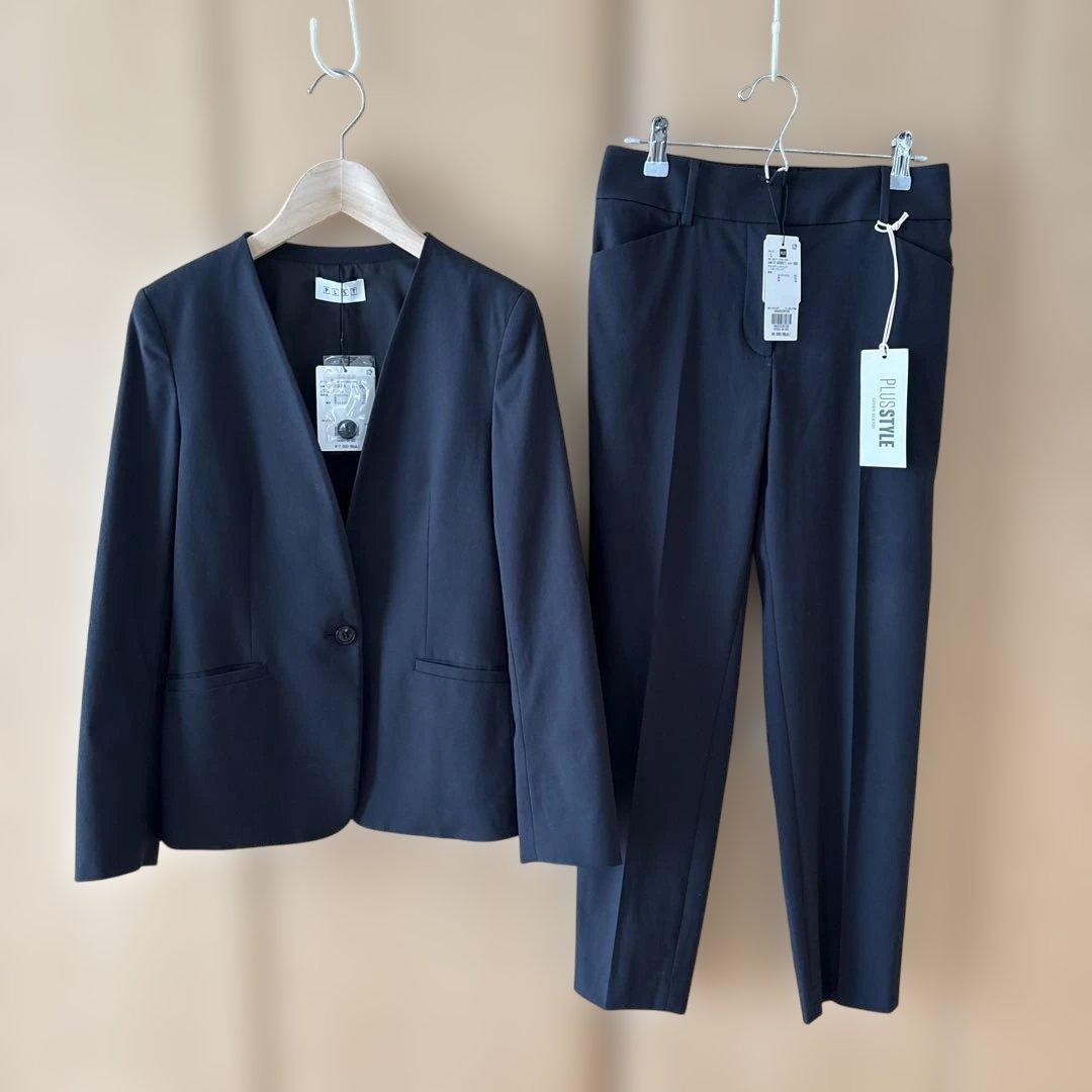 プラステ　リネンブレンド　カラーレスジャケット　スティックパンツ　ブラック