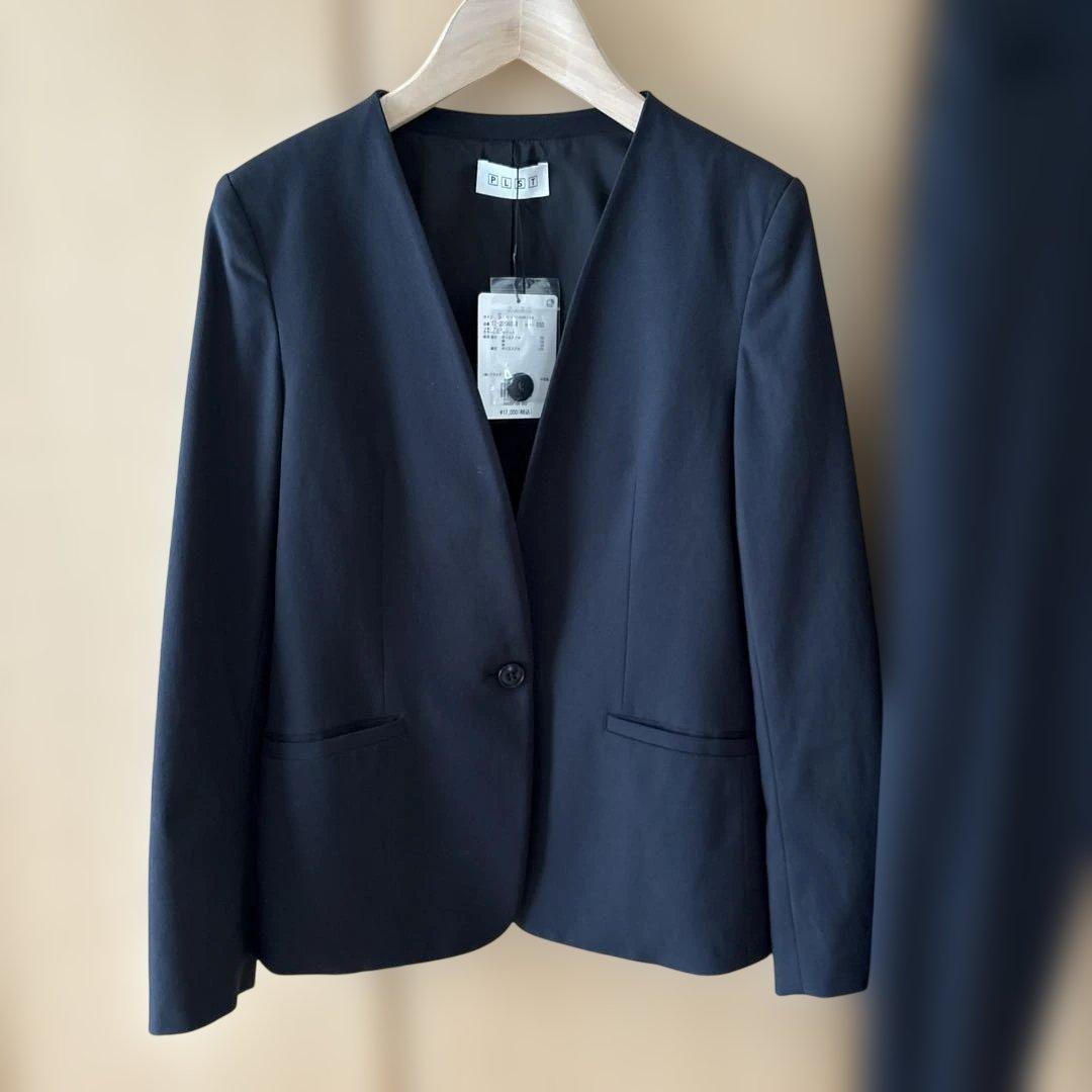 プラステ　リネンブレンド　カラーレスジャケット　スティックパンツ　ブラック